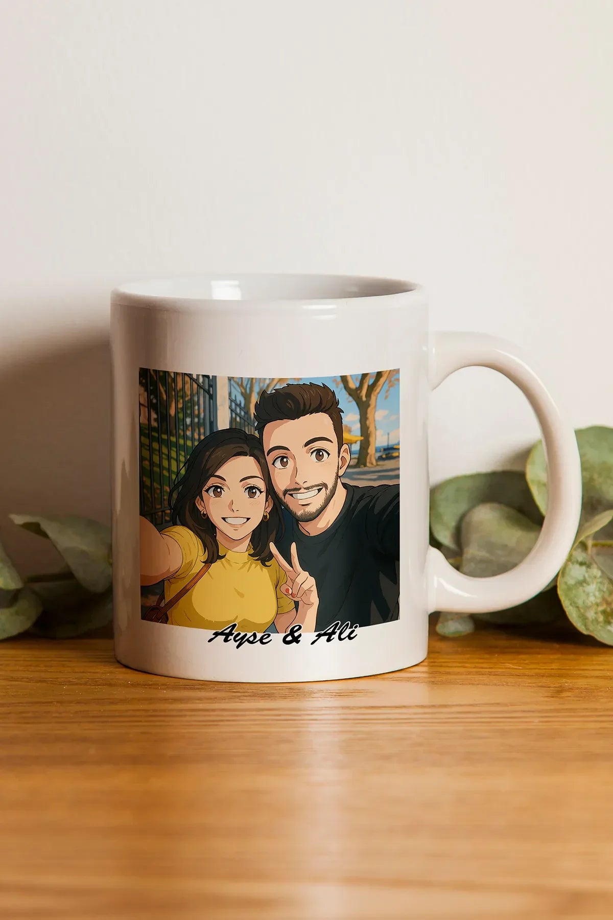 Kişiye Özel Anime Tarzı Baskılı Hediyelik Seramik Kupa Bardak Makinede Yıkanabilir