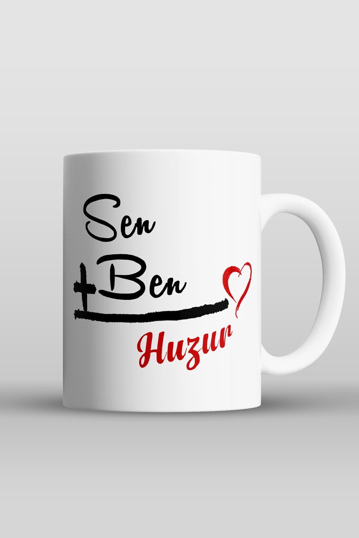 "sen Ben = Huzur" Baskılı Kupa Bardak - Sevgililer Günü Hediye