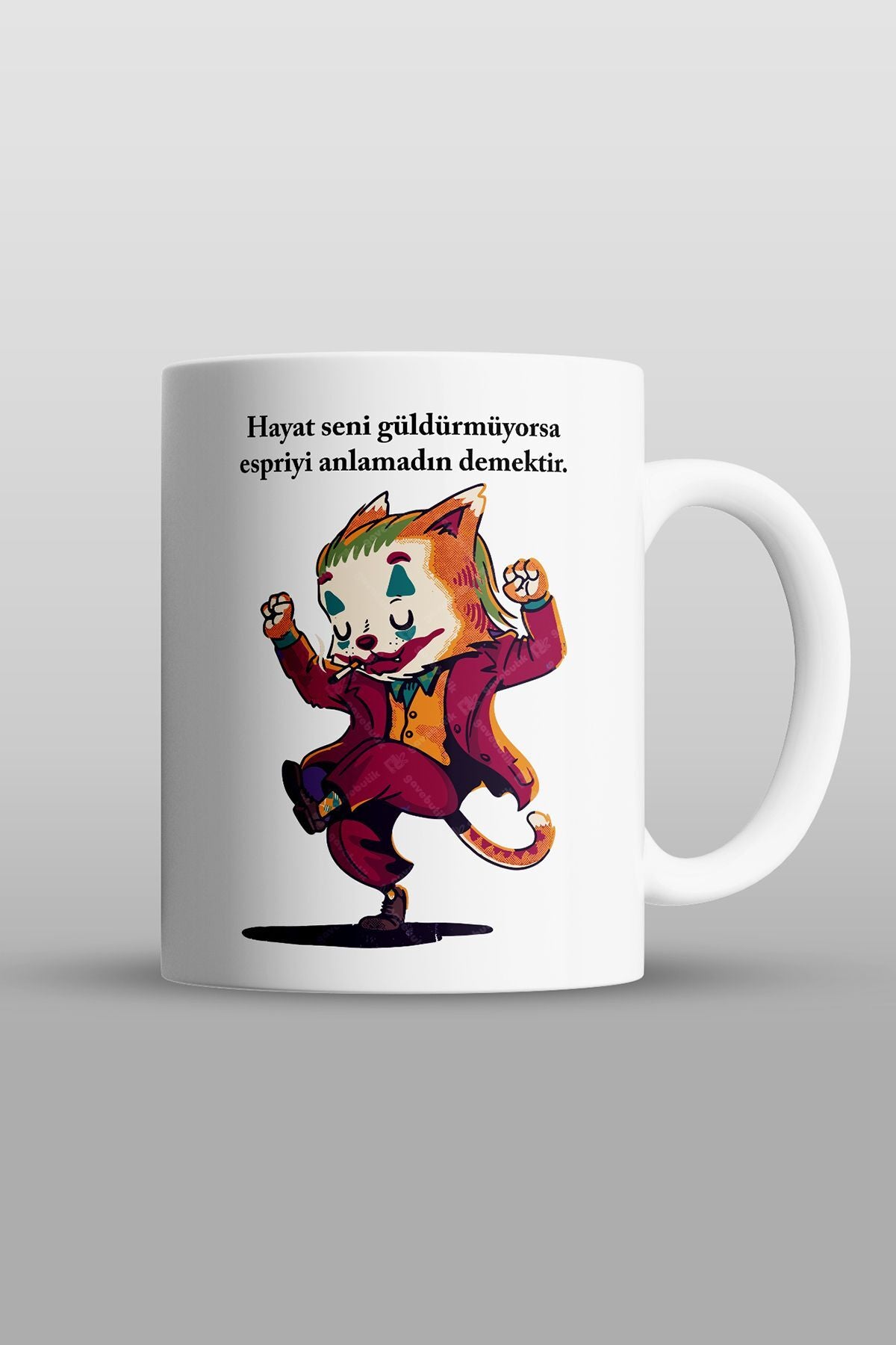 "joker Kedi" Baskılı Kupa Bardak - Sevgililer Günü Hediye