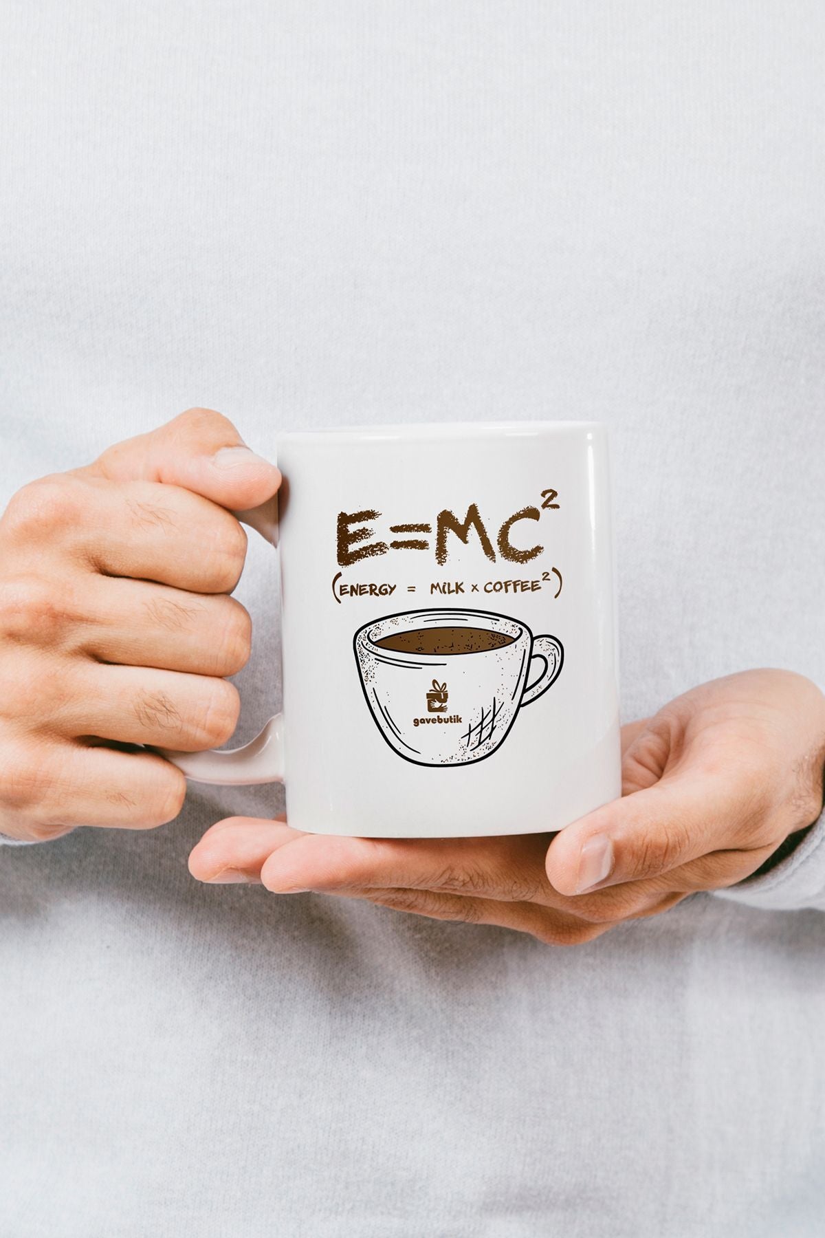 "e = Mc2 (ENERGY = MİLK X COFFEE2)" Baskılı Kupa Bardak - Sevgililer Günü Hediye