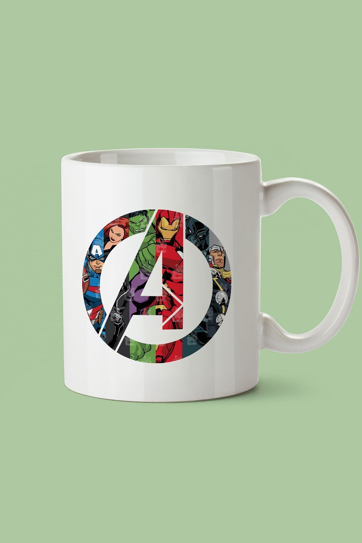 "avengers Logosu Ve Kahramanları" Baskılı Kupa Bardak - Sevgililer Günü Hediye