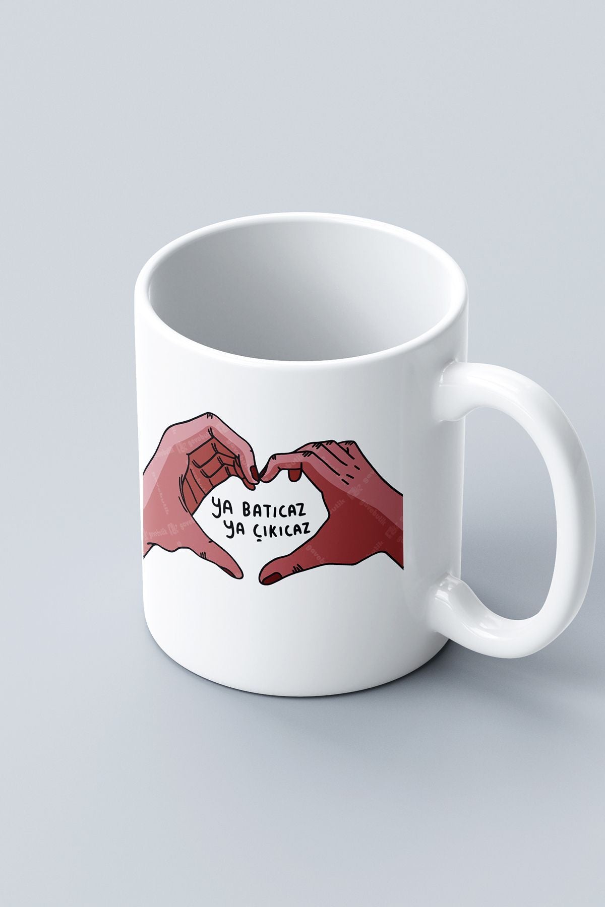 "ya Batıcaz Ya Çıkıcaz" Baskılı Kupa Bardak - Sevgililer Günü Hediye