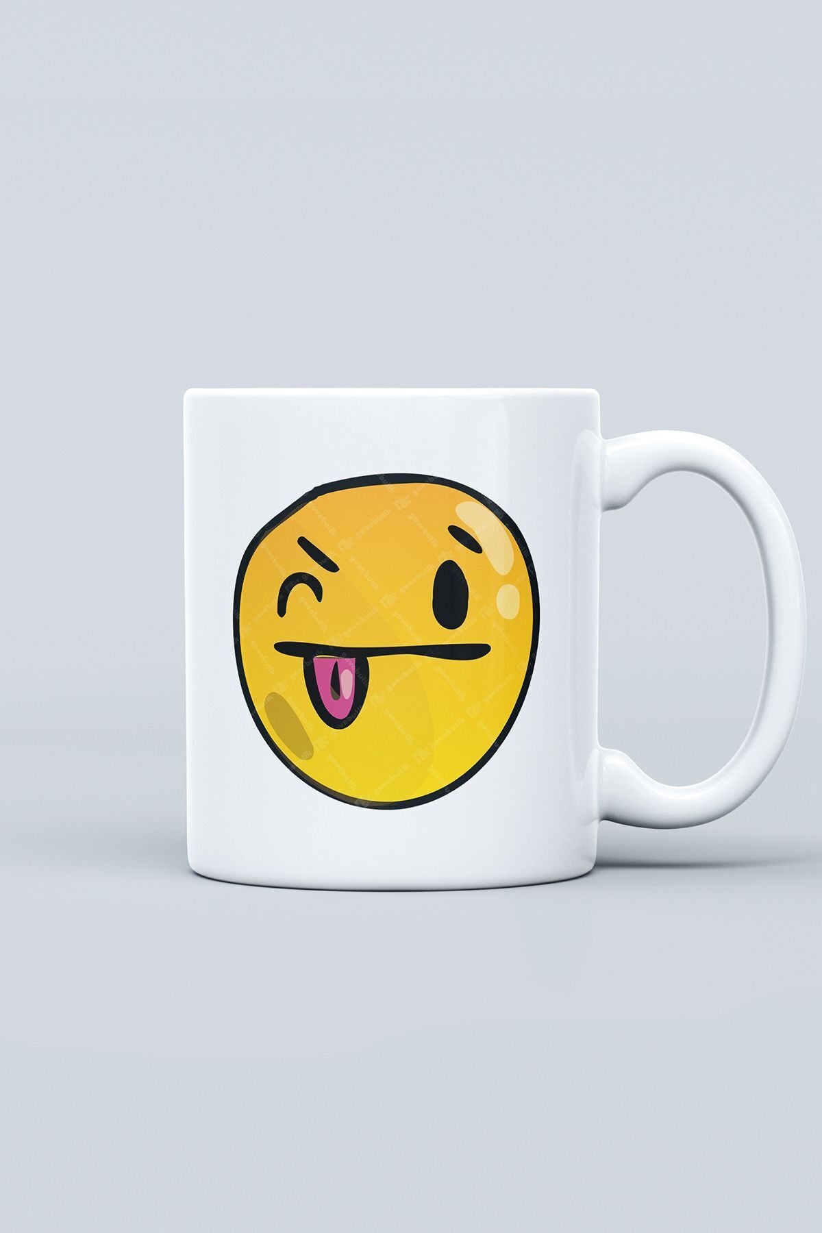 "Silly Face" Emoji Baskılı Hediyelik Kupa Bardak
