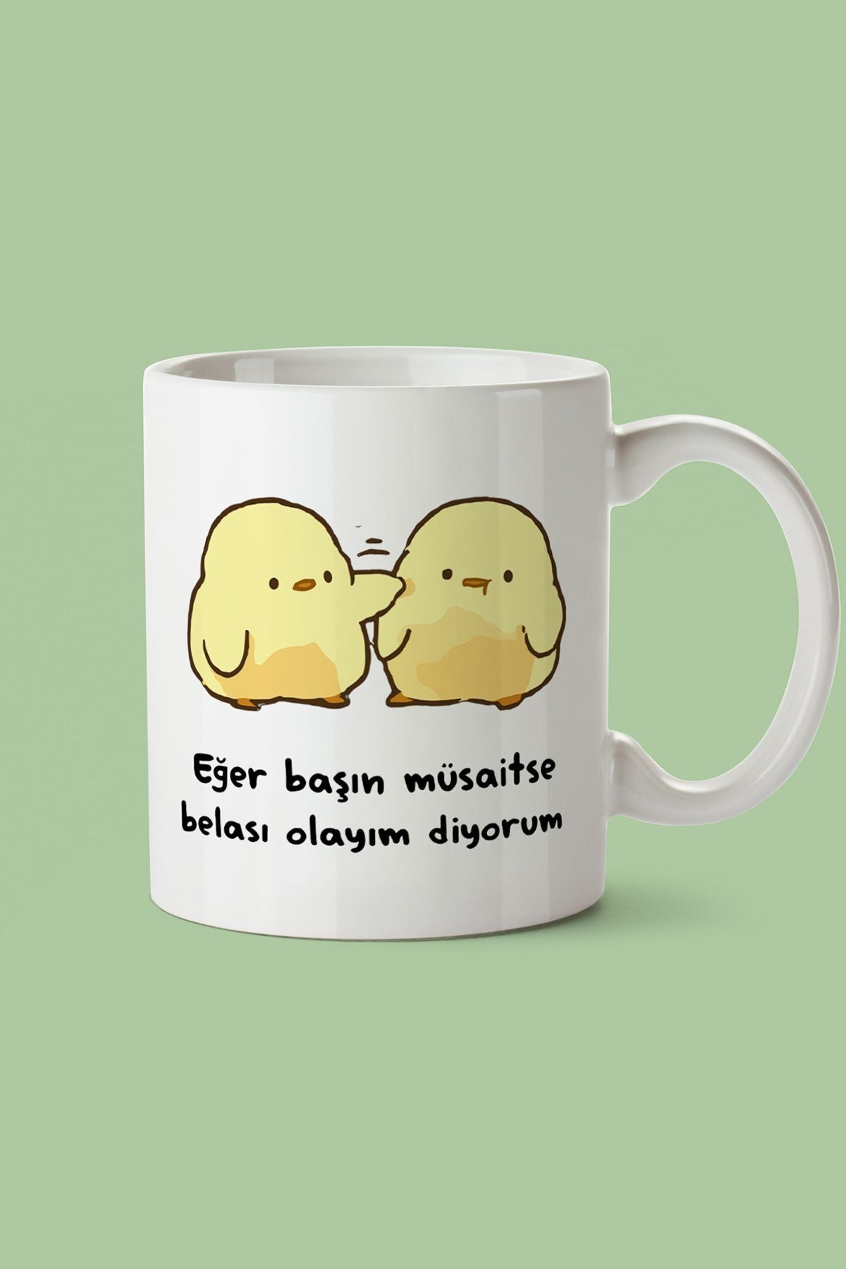"Eğer Başın Müsaitse Belası Olayım Diyorum" Çizgi Karakter Baskılı Hediyelik Kupa Bardak