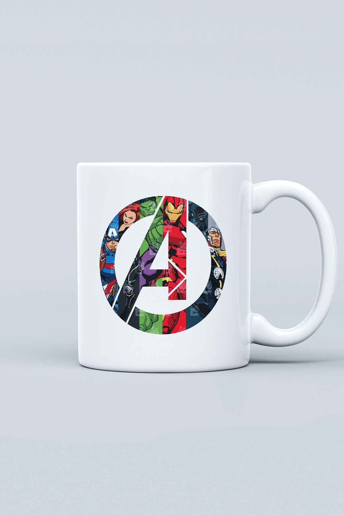 "avengers Logosu Ve Kahramanları" Baskılı Kupa Bardak - Sevgililer Günü Hediye