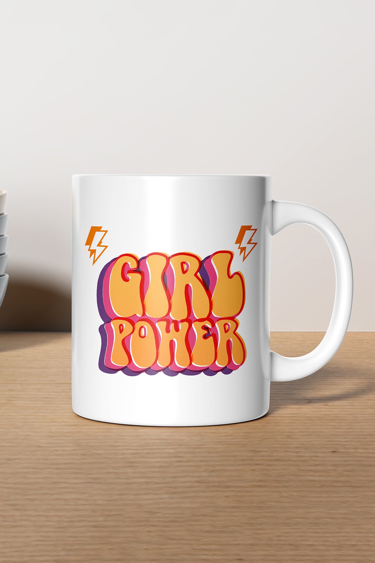 Kadınlara Özel ''Girl Power'' Baskılı Hediyelik Seramik Kupa Bardak Makinede Yıkanabilir