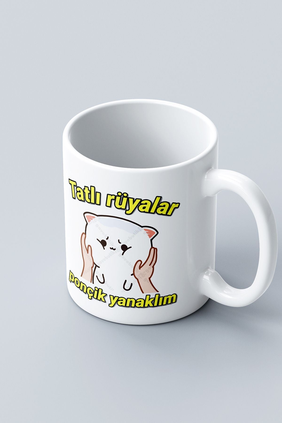 "Tatlı Rüyalar Ponçik Yanaklım" Çizgi Karakter Baskılı Hediyelik Kupa Bardak