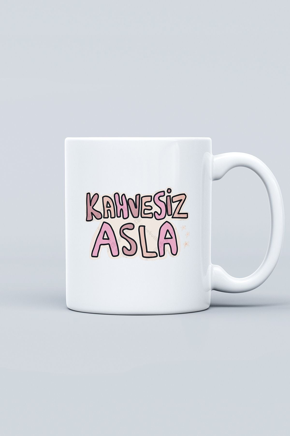 "kahvesiz Asla" Baskılı Kupa Bardak - Sevgililer Günü Hediye