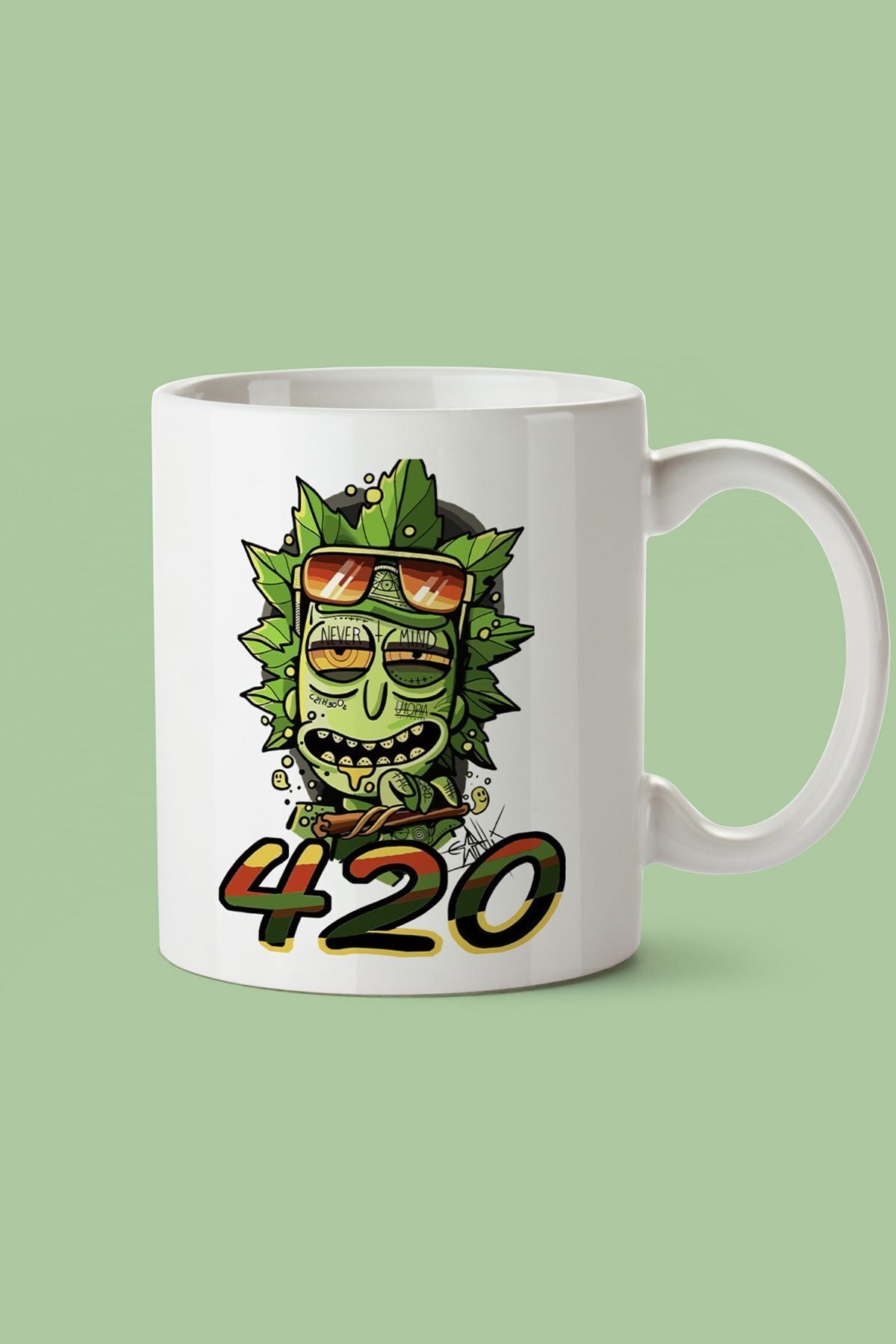"Rick 420" Çizgi Karakter Baskılı Hediyelik Kupa Bardak