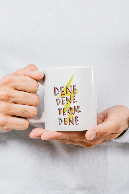 "dene Dene Tekrar Dene" Baskılı Kupa Bardak - Sevgililer Günü Hediye