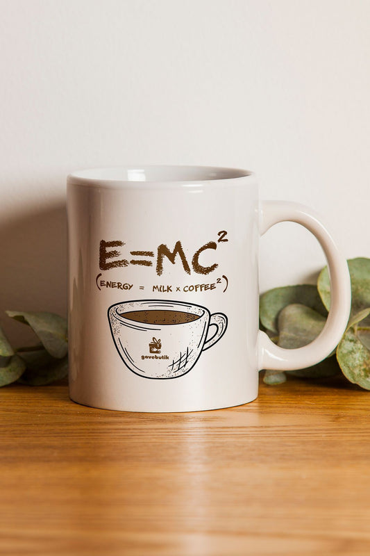 "e = Mc2 (ENERGY = MİLK X COFFEE2)" Baskılı Kupa Bardak - Sevgililer Günü Hediye