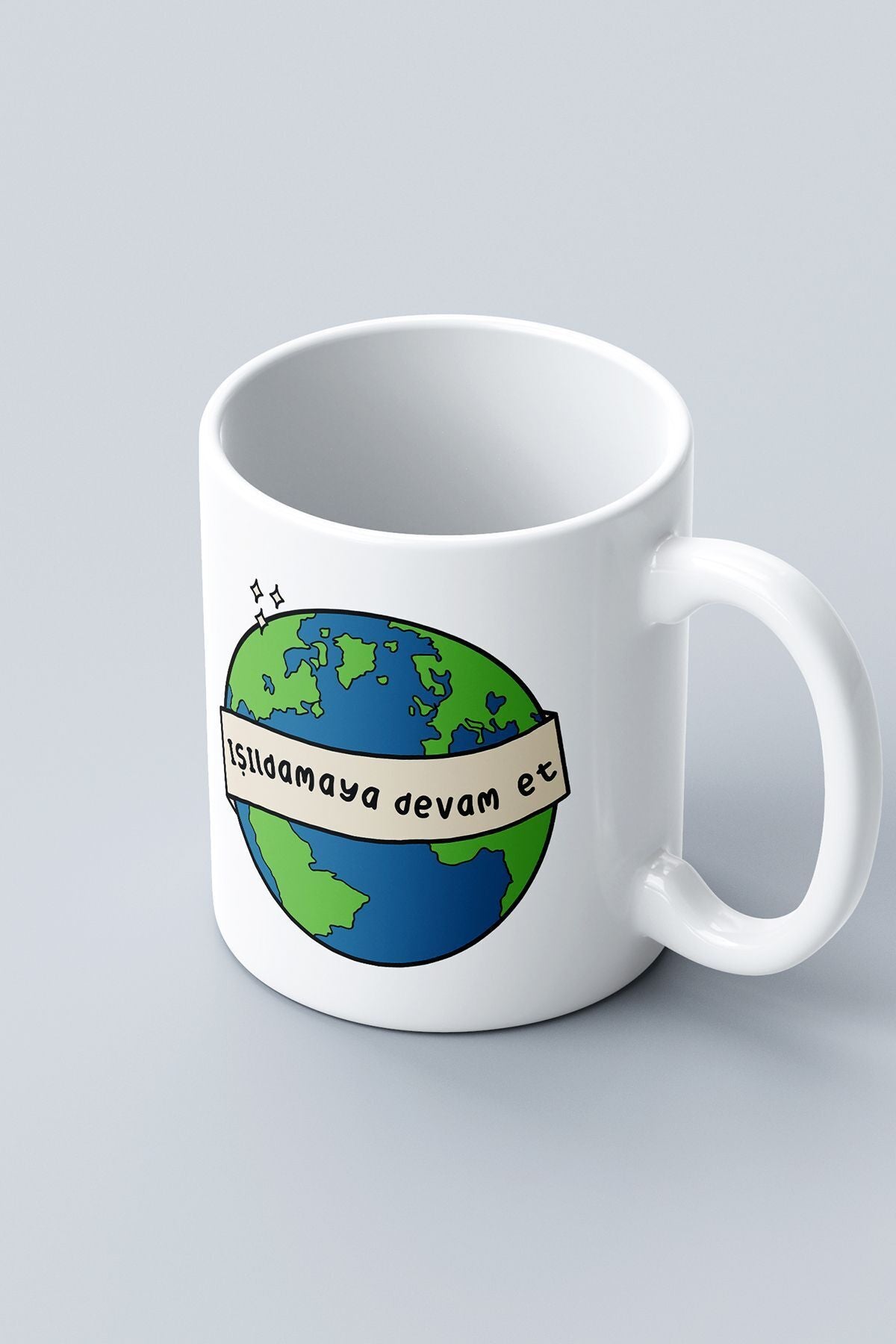 "Işıldamaya Devam Et" Çizgi Karakter Baskılı Kupa Bardak
