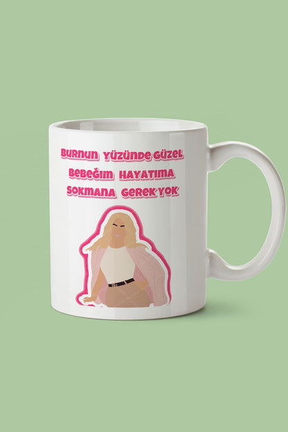 "burnun Yüzünde Güzel Bebeğim" Baskılı Kupa Bardak - Sevgililer Günü Hediye