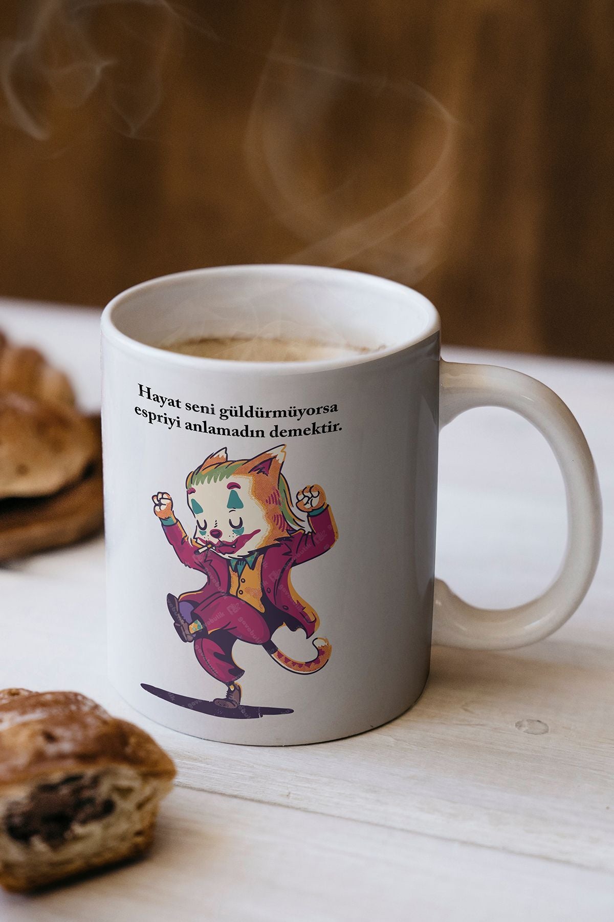"joker Kedi" Baskılı Kupa Bardak - Sevgililer Günü Hediye