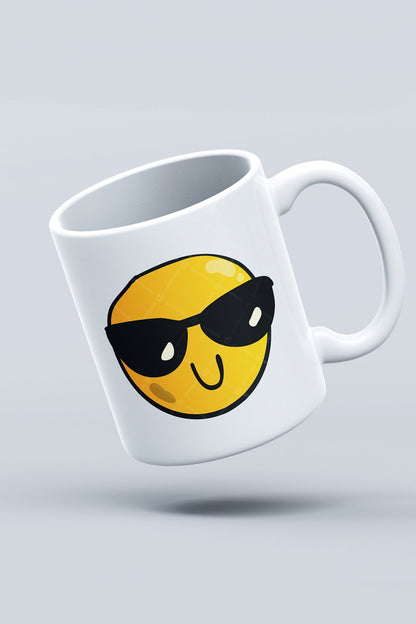 "Cool Face" Emoji Baskılı Hediyelik Kupa Bardak