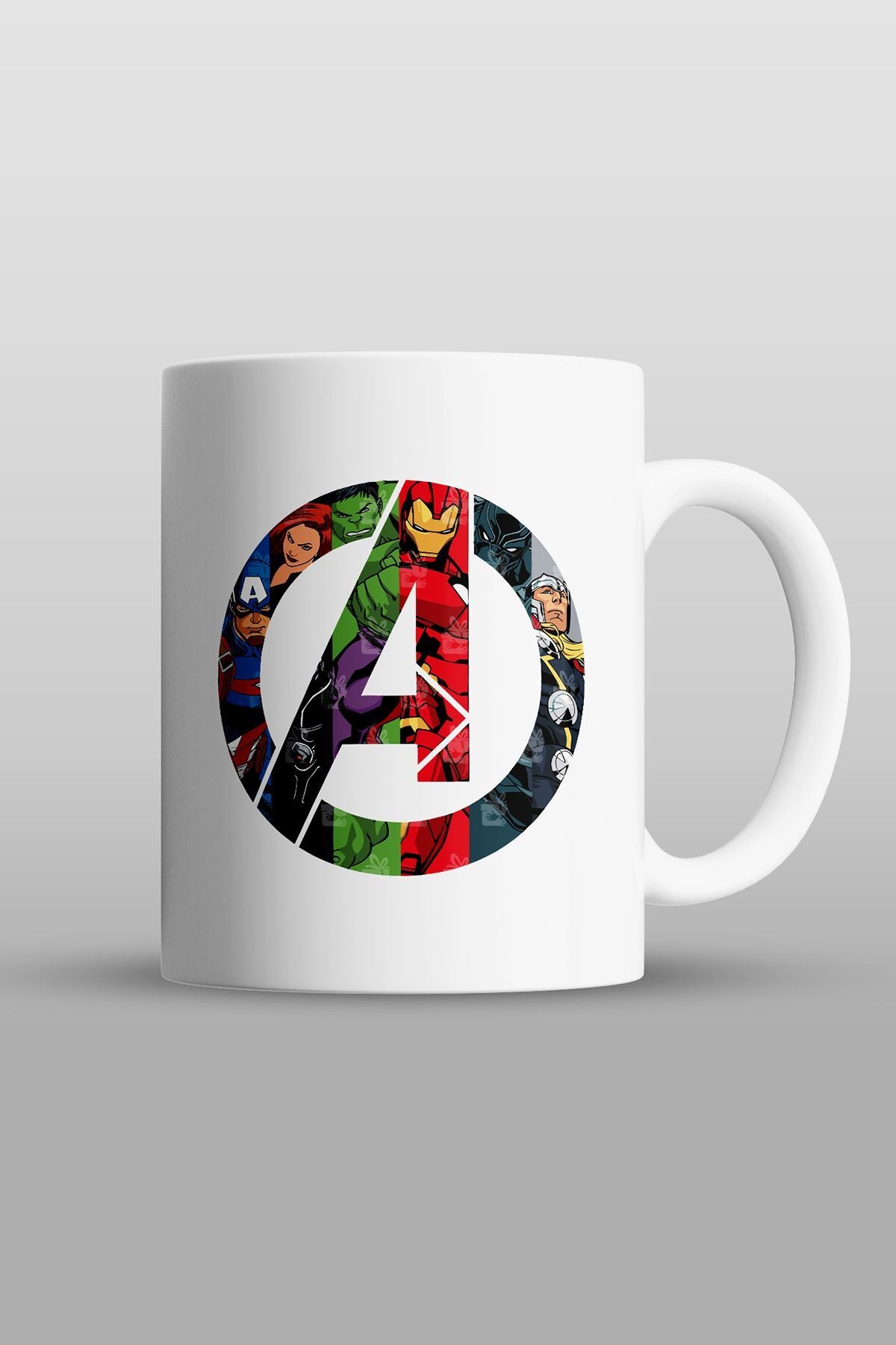 "avengers Logosu Ve Kahramanları" Baskılı Kupa Bardak - Sevgililer Günü Hediye