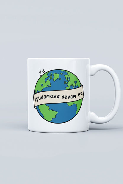 "Işıldamaya Devam Et" Çizgi Karakter Baskılı Kupa Bardak