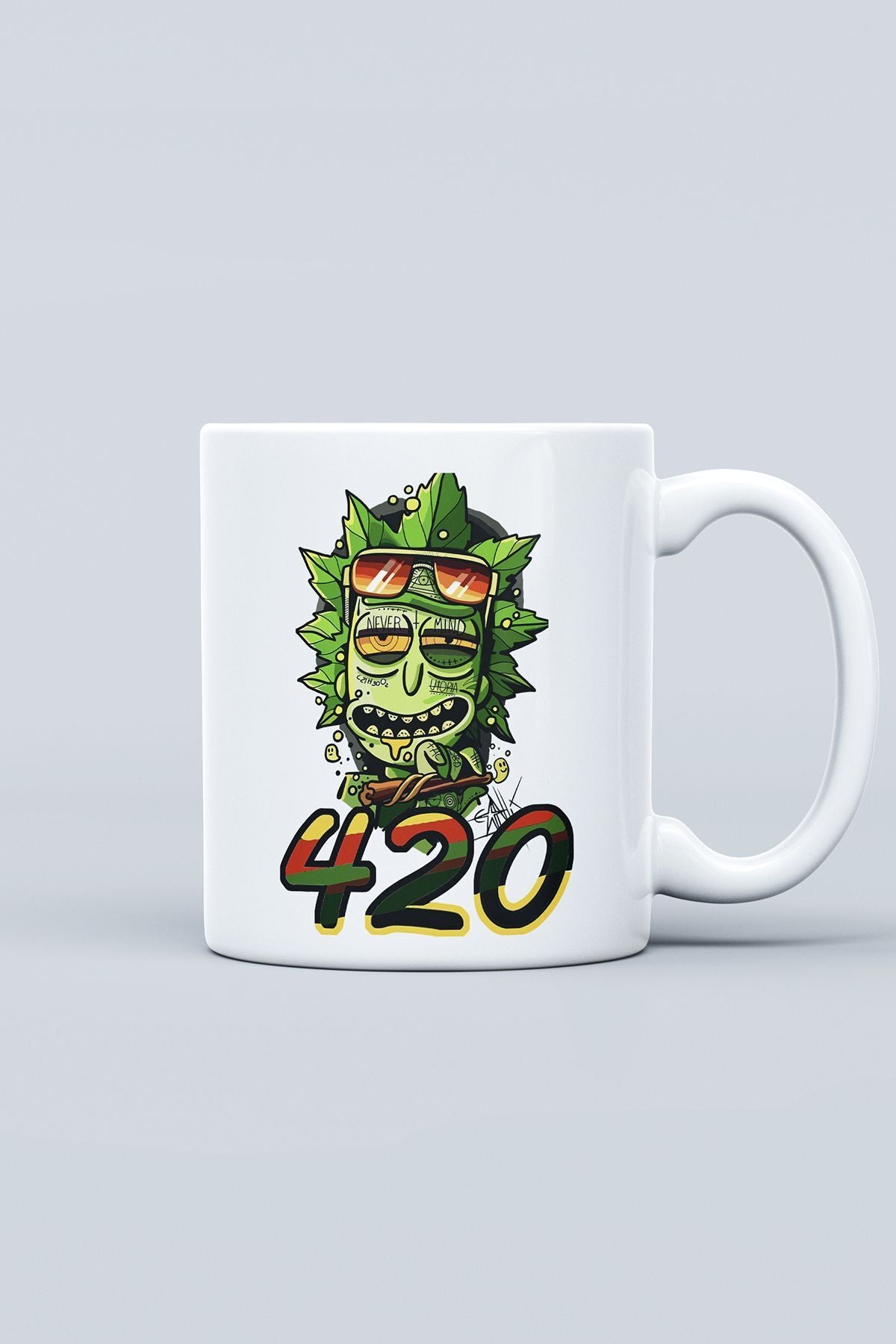 "Rick 420" Çizgi Karakter Baskılı Hediyelik Kupa Bardak