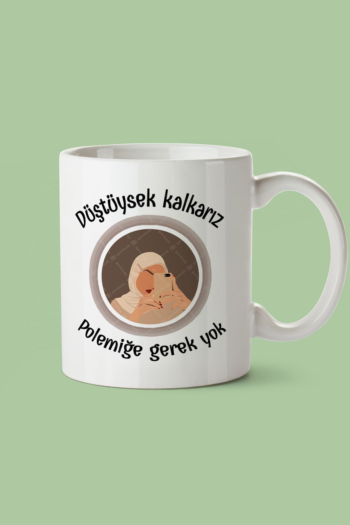 "düştüysek Kalkarız Polemiğe Gerek Yok" Baskılı Kupa Bardak - Sevgililer Günü Hediye