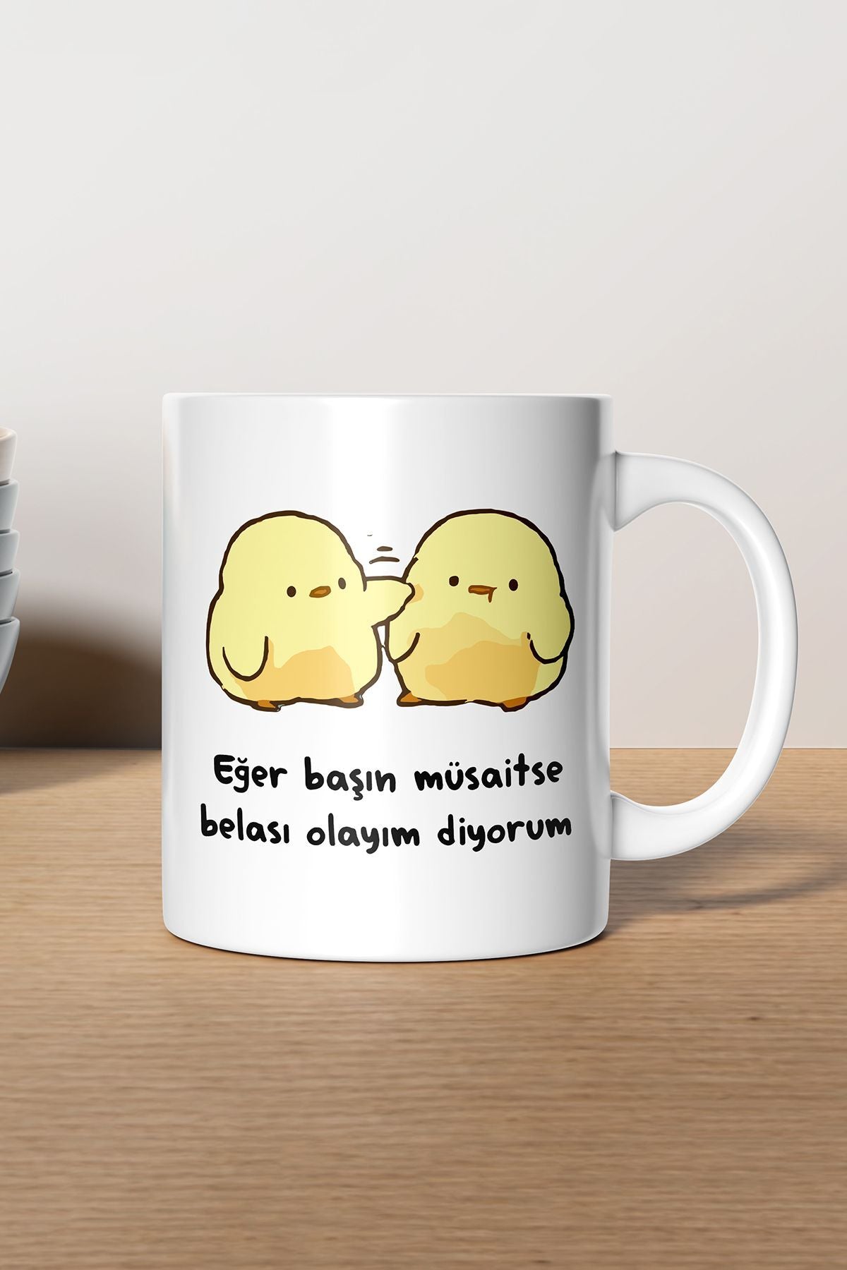 "Eğer Başın Müsaitse Belası Olayım Diyorum" Çizgi Karakter Baskılı Hediyelik Kupa Bardak