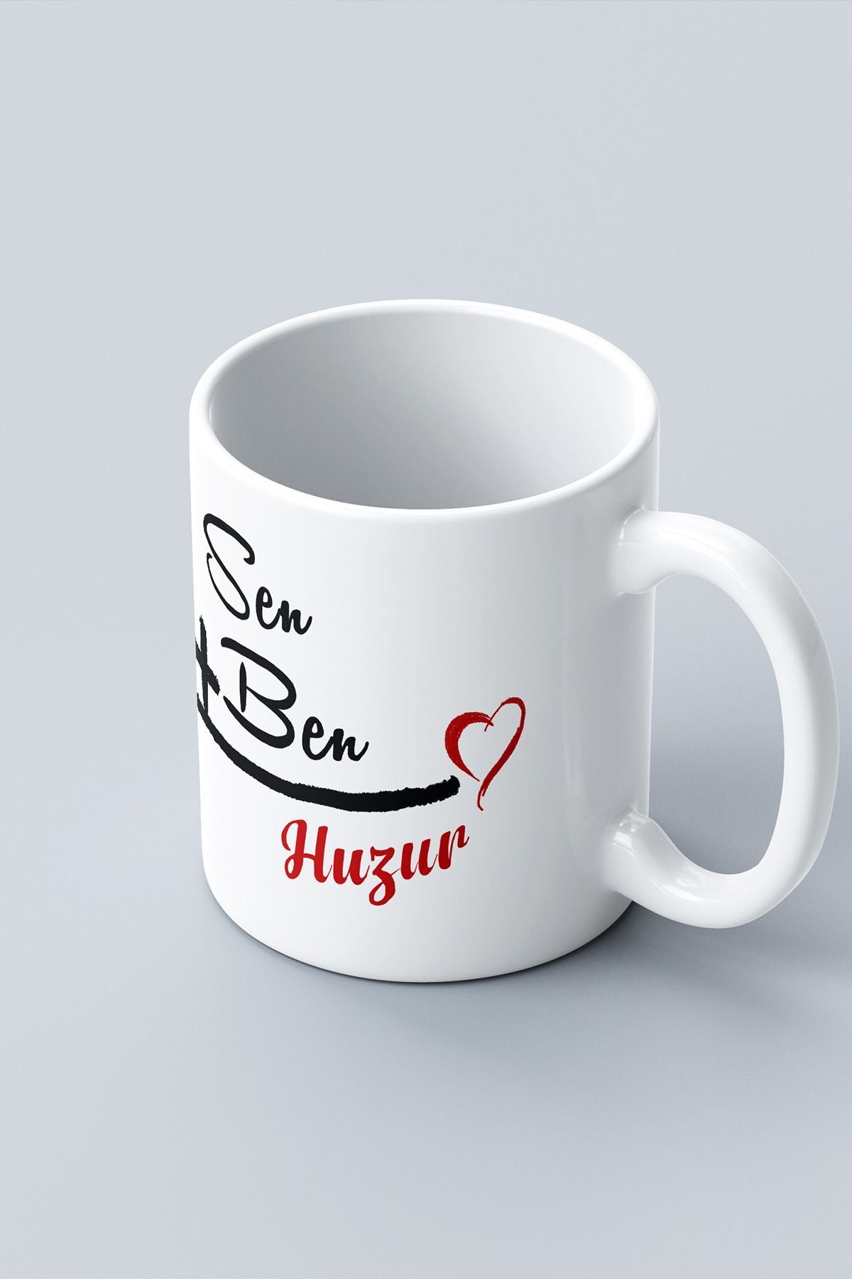 "sen Ben = Huzur" Baskılı Kupa Bardak - Sevgililer Günü Hediye