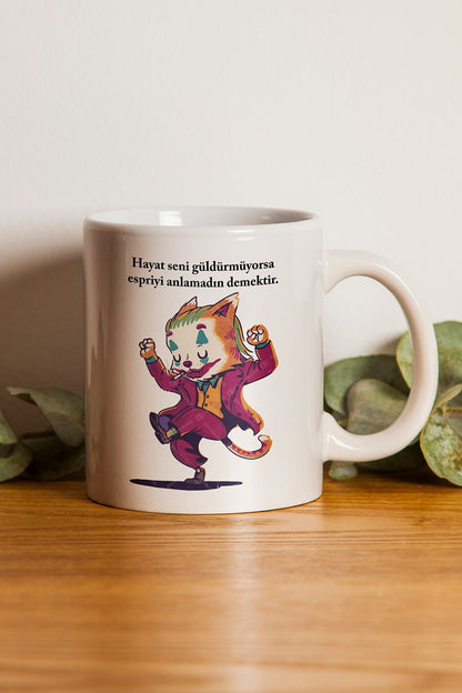 "joker Kedi" Baskılı Kupa Bardak - Sevgililer Günü Hediye