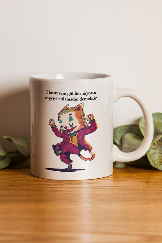 "joker Kedi" Baskılı Kupa Bardak - Sevgililer Günü Hediye