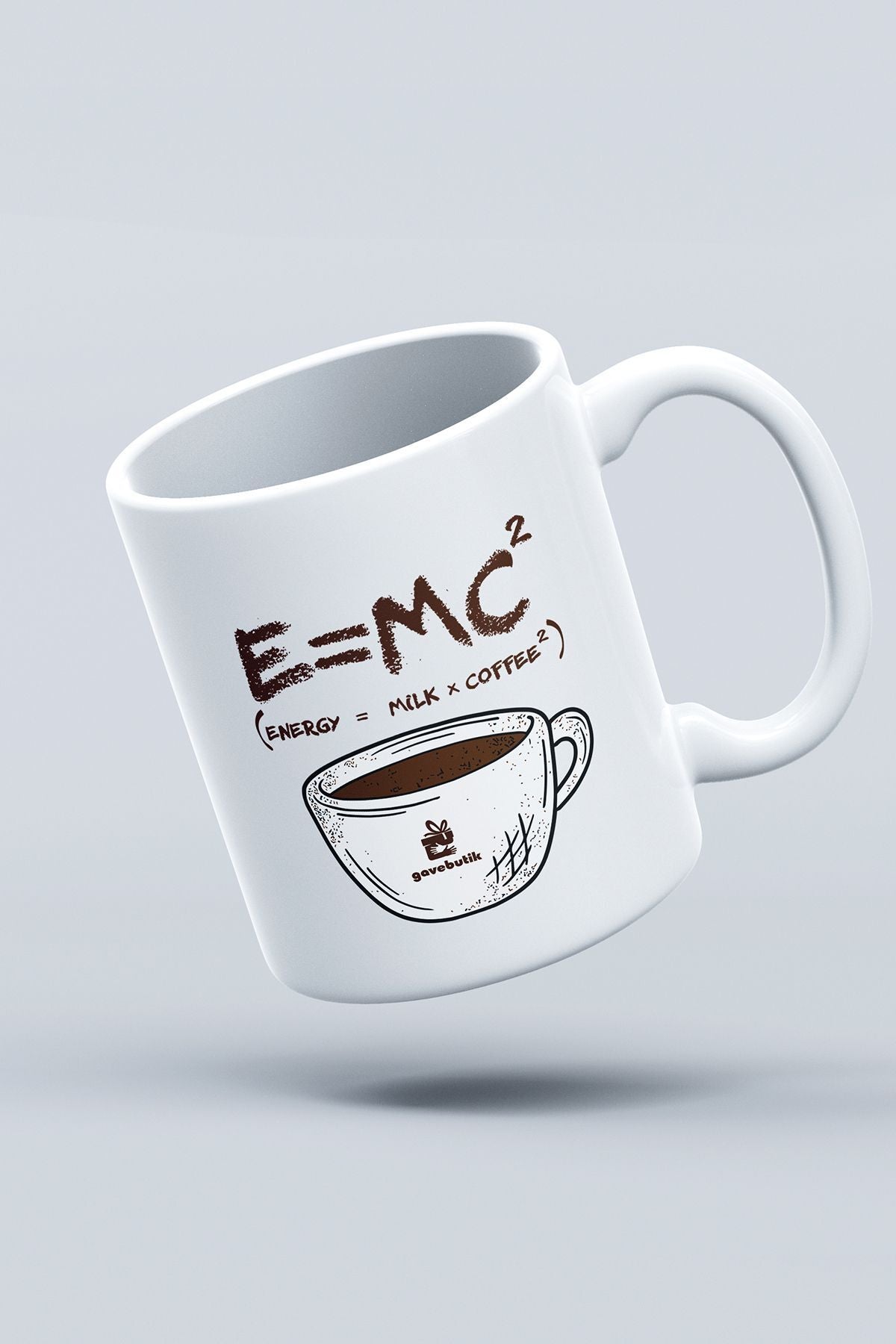 "e = Mc2 (ENERGY = MİLK X COFFEE2)" Baskılı Kupa Bardak - Sevgililer Günü Hediye