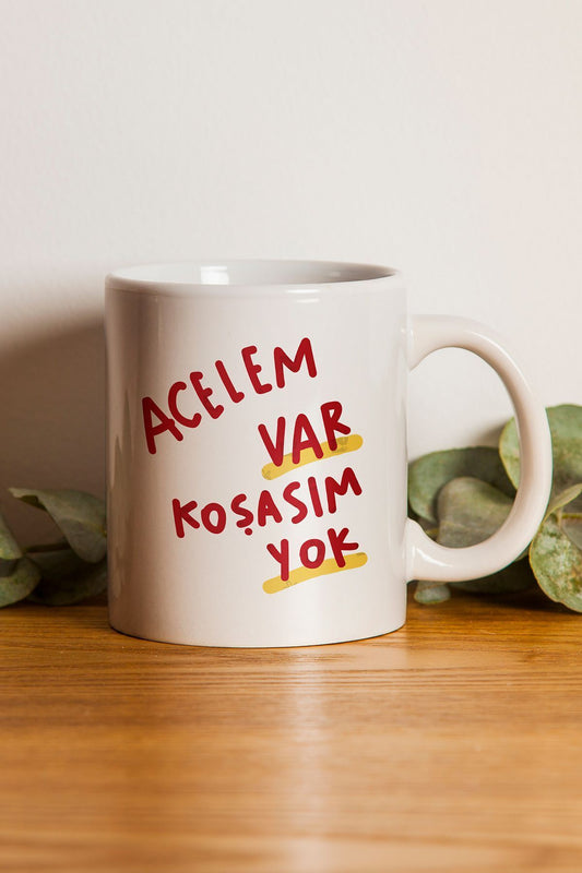 "acelem Var Koşasım Yok" Baskılı Kupa Bardak - Sevgililer Günü Hediye