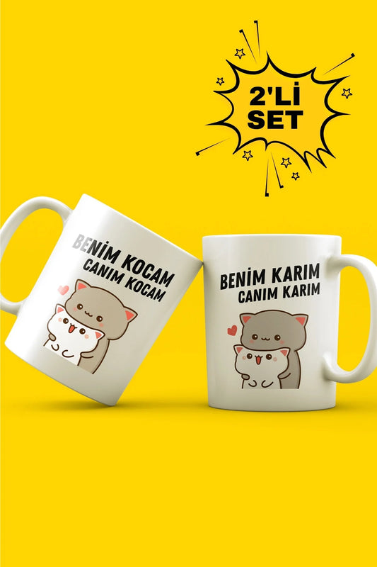 2'li Canım Karım Canım Kocam Hediyelik Seramik Kupa Bardak Makinede Yıkanabilir