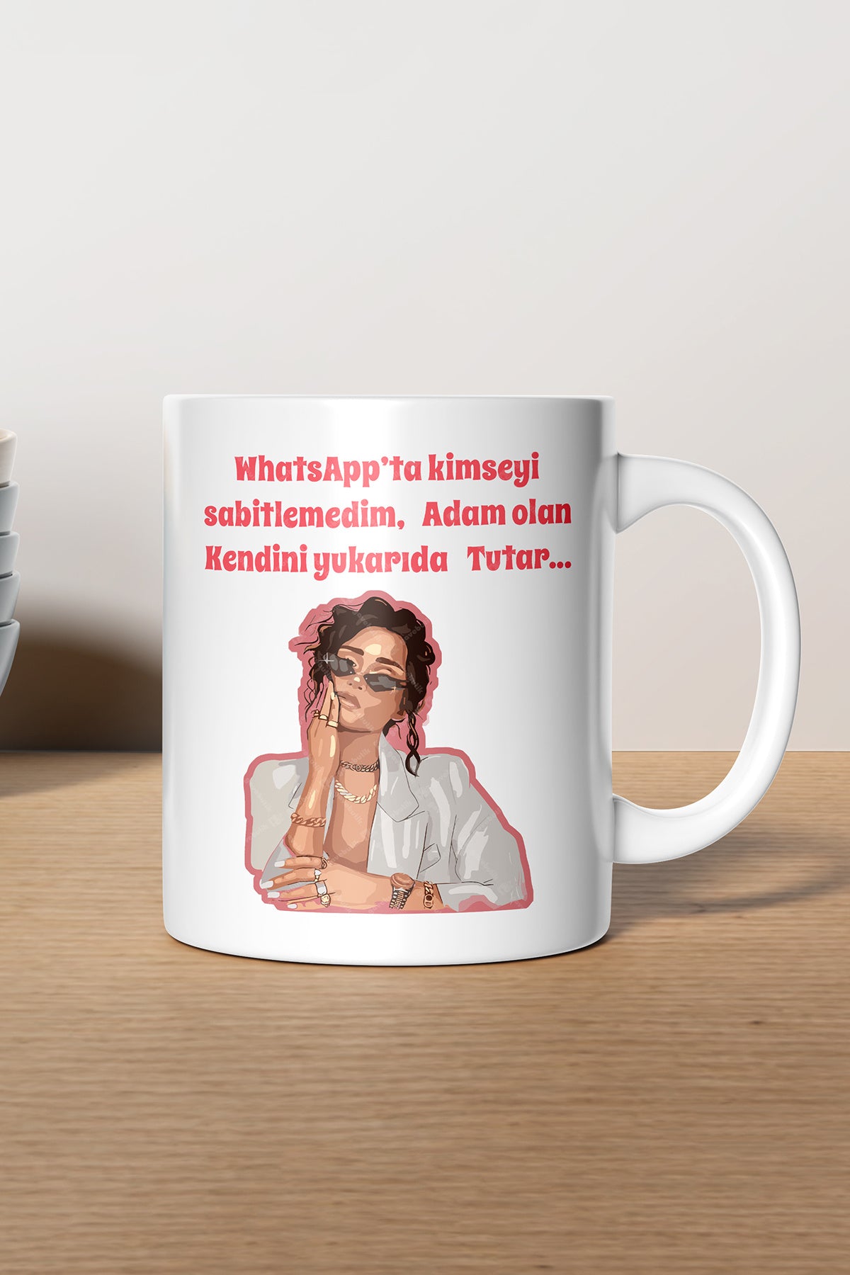 "adam Olan Kendini Yukarda Tutar" Baskılı Kupa Bardak - Sevgililer Günü Hediye