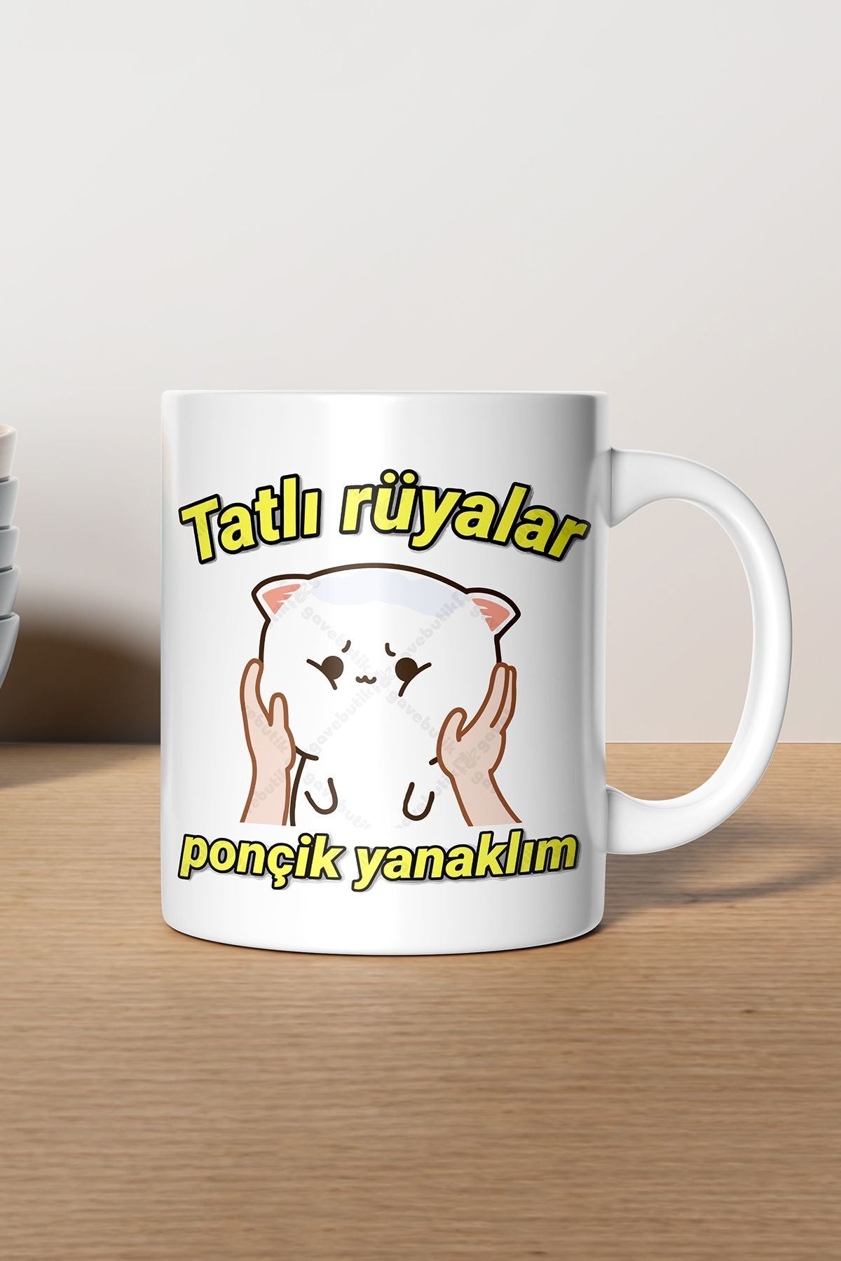 "Tatlı Rüyalar Ponçik Yanaklım" Çizgi Karakter Baskılı Hediyelik Kupa Bardak