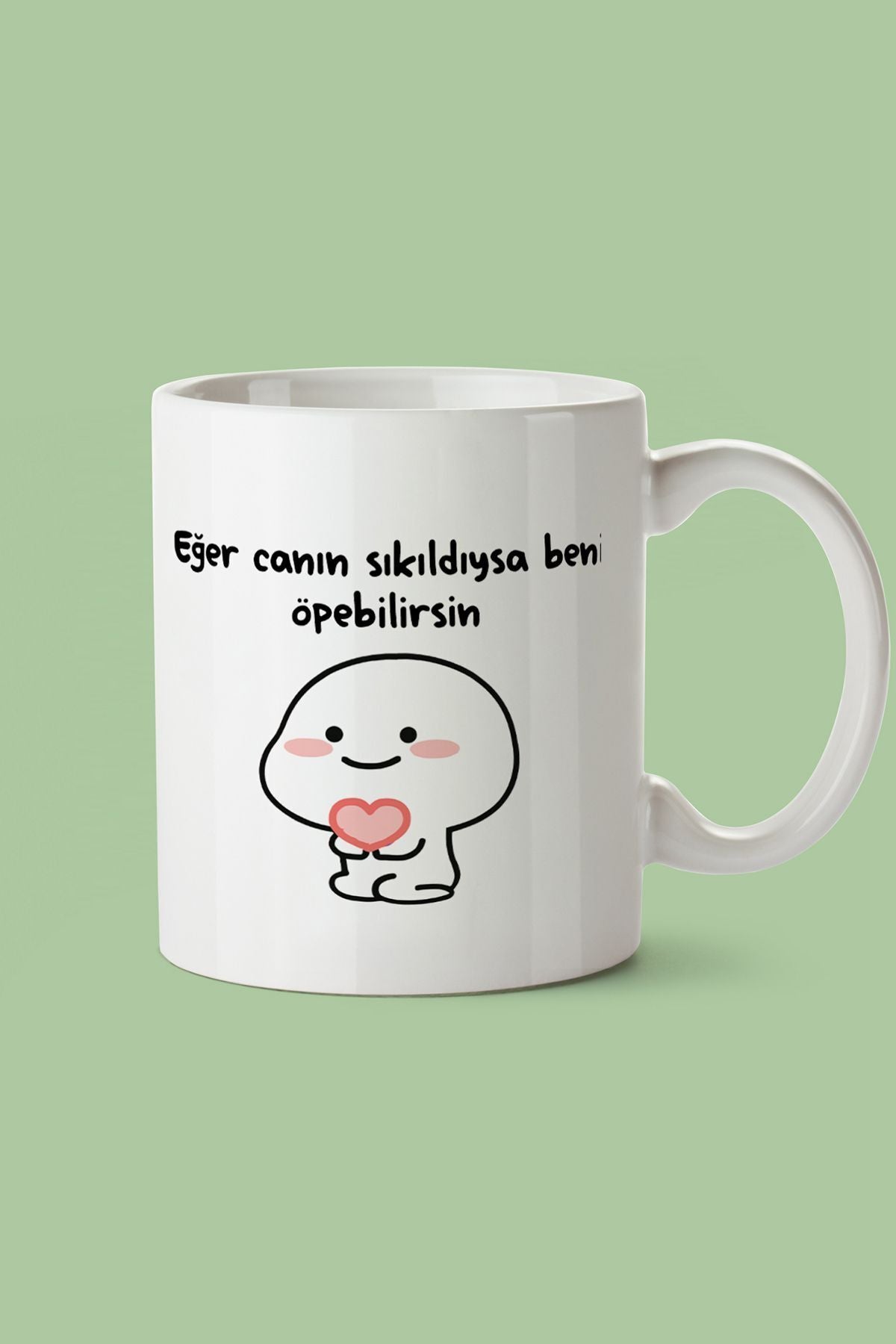 "Eğer Canın Sıkıldıysa Beni Öpebilirsin" Çizgi Karakter Baskılı Kupa Bardak