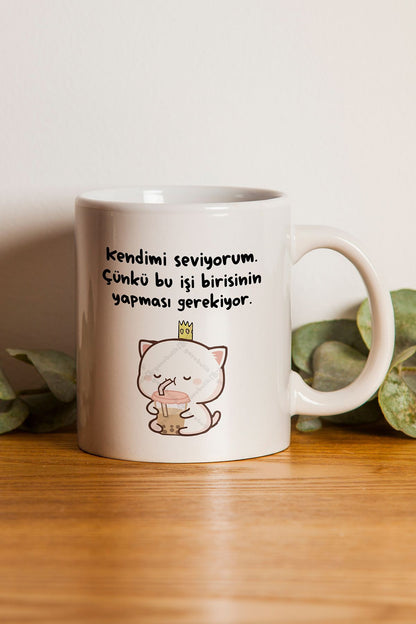 "kendimi Seviyorum" Baskılı Kupa Bardak - Sevgililer Günü Hediye