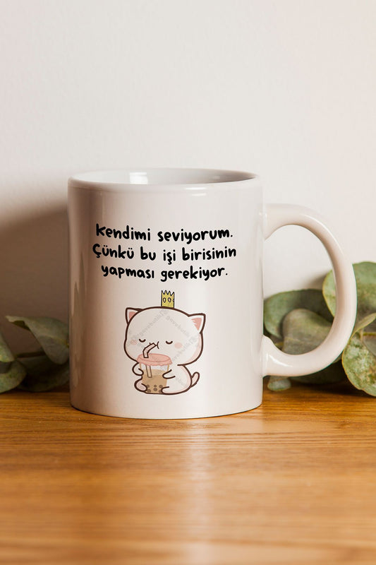 "kendimi Seviyorum" Baskılı Kupa Bardak - Sevgililer Günü Hediye