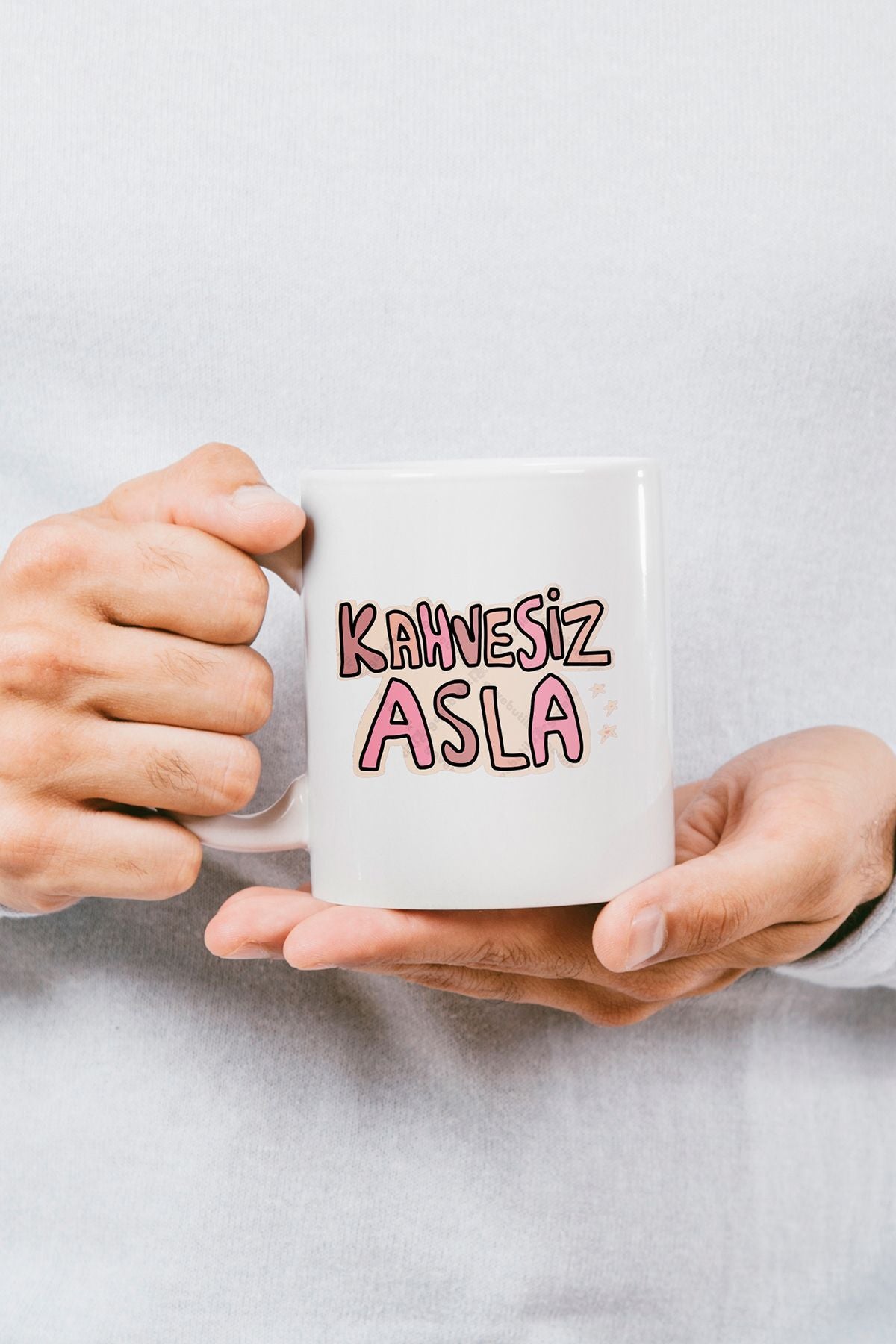 "kahvesiz Asla" Baskılı Kupa Bardak - Sevgililer Günü Hediye