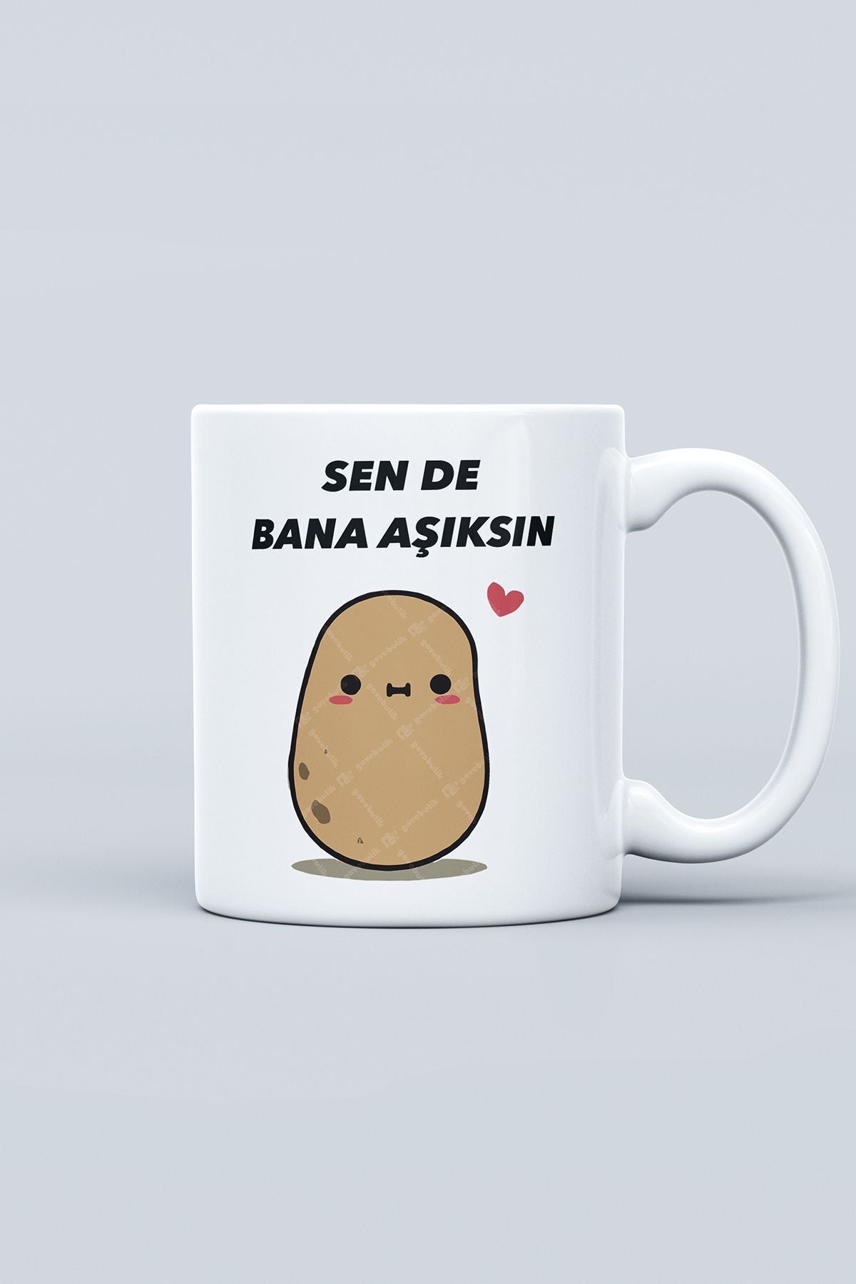 "Sende Bana Aşıksın" Çizgi Karakter Baskılı Hediyelik Kupa Bardak