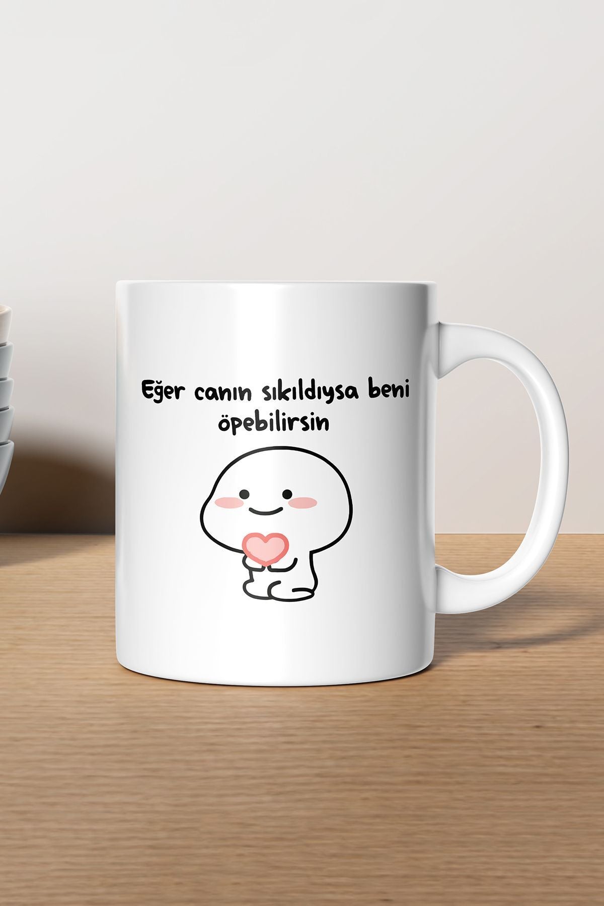"Eğer Canın Sıkıldıysa Beni Öpebilirsin" Çizgi Karakter Baskılı Kupa Bardak