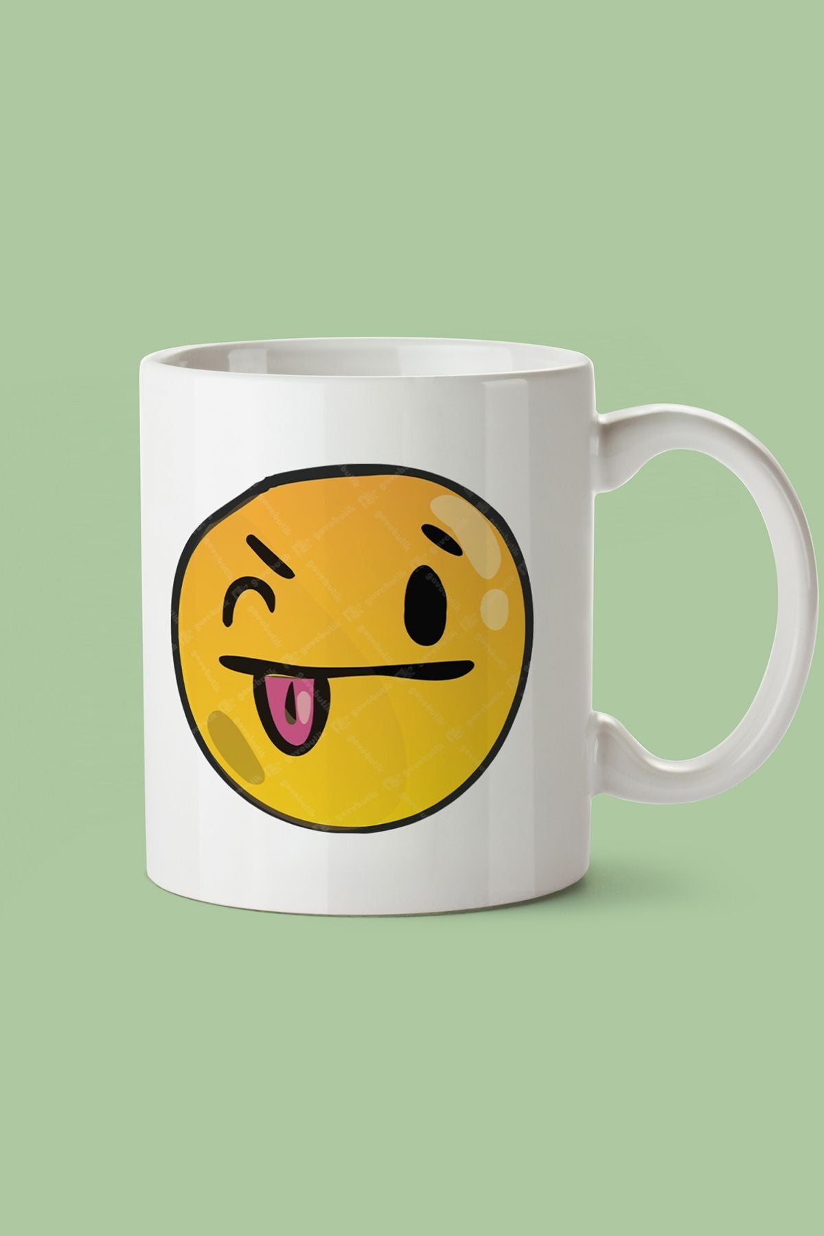 "Silly Face" Emoji Baskılı Hediyelik Kupa Bardak