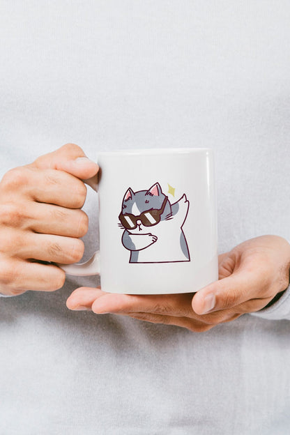 "havalı Kedi" Baskılı Kupa Bardak - Sevgililer Günü Hediye