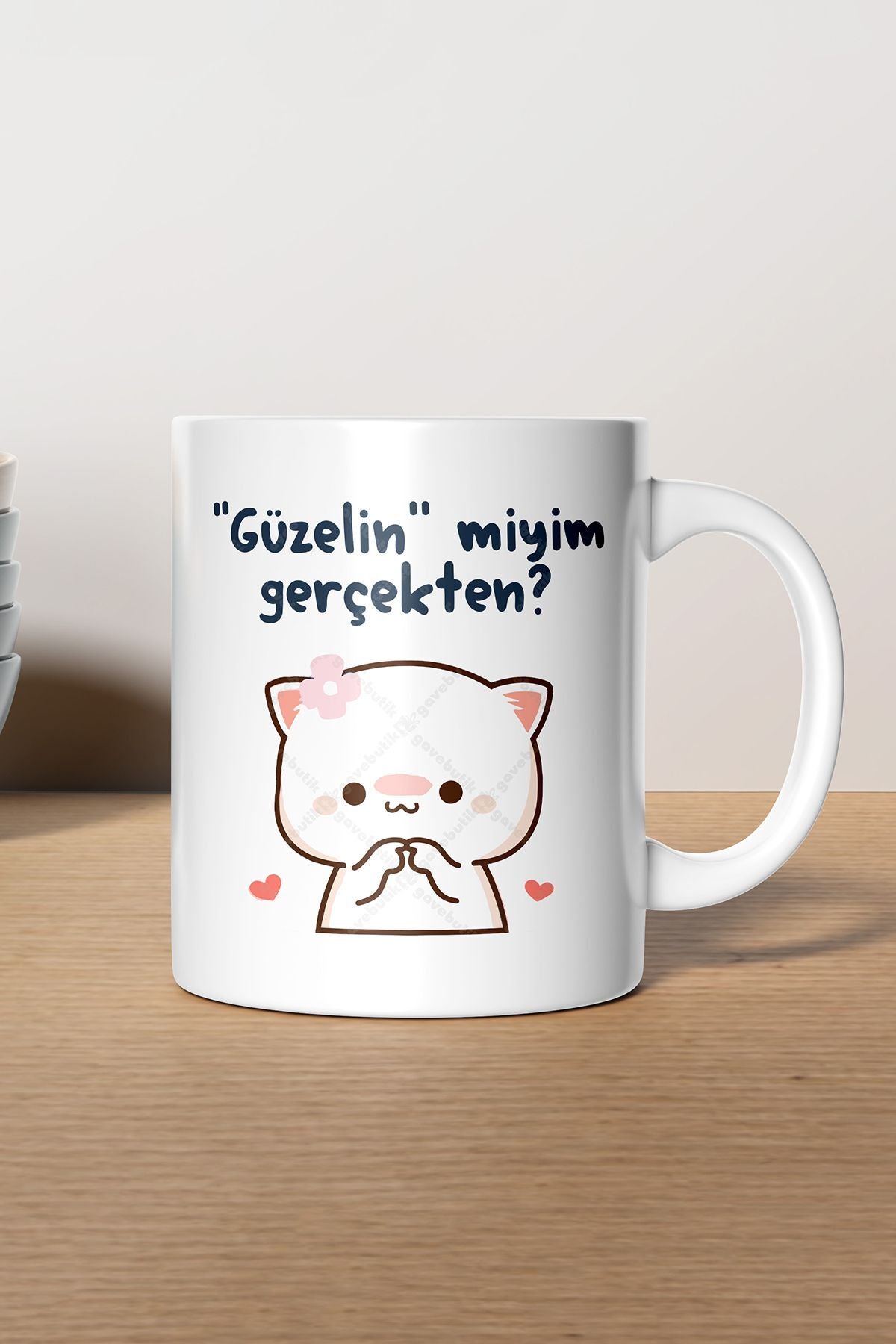 "güzelin Miyim Gerçekten" Baskılı Kupa Bardak - Sevgililer Günü Hediye