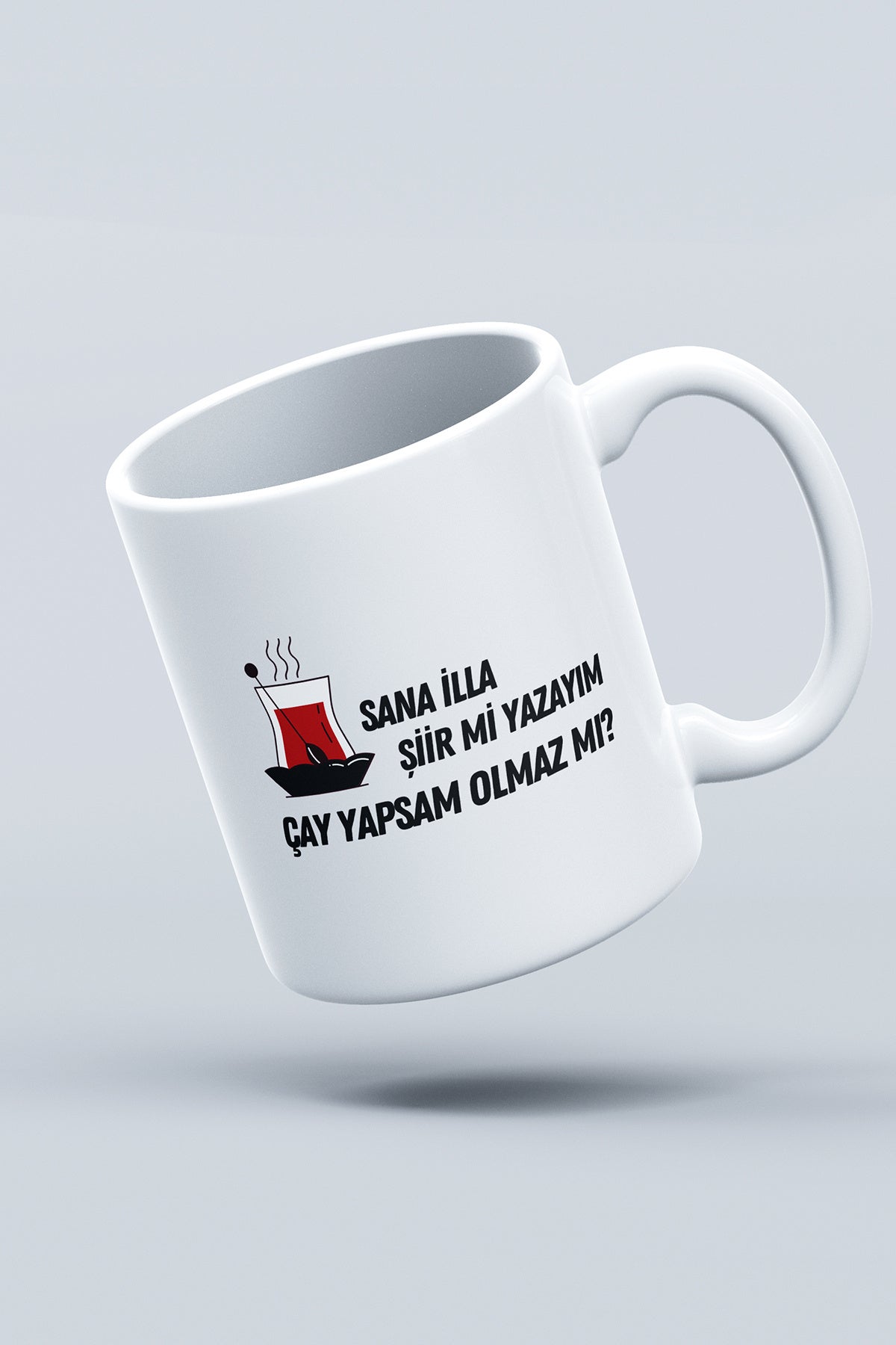 'Sana İlla Şiir Mi Yazayım'' Baskılı Hediyelik Seramik Kupa Bardak Makinede Yıkanabilir