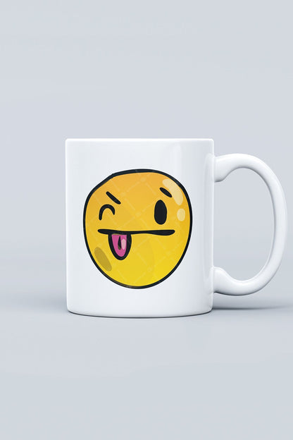"Silly Face" Emoji Baskılı Hediyelik Kupa Bardak