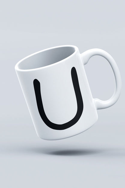 "U" Harfi Baskılı Hediyelik Kupa Bardak