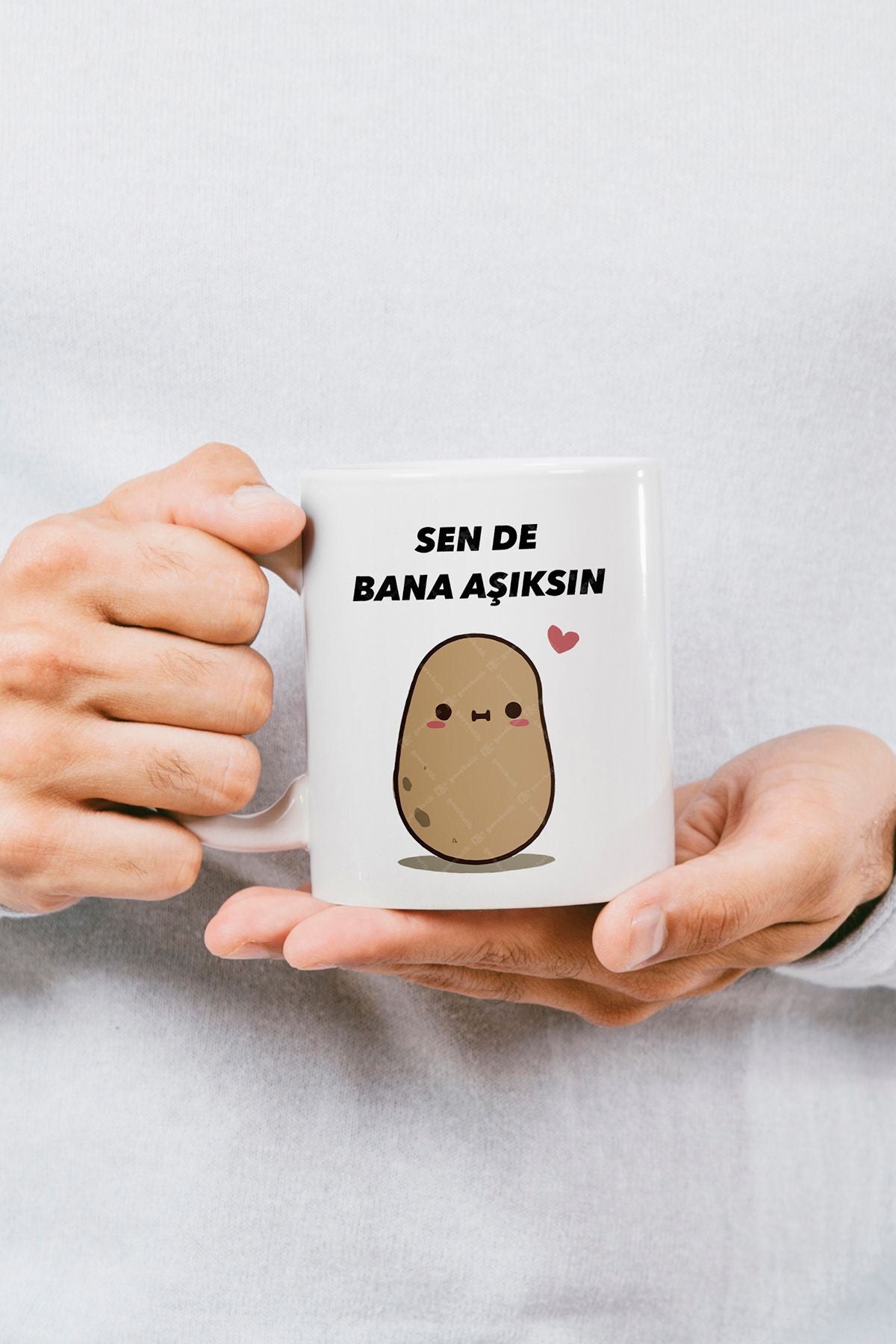 "Sende Bana Aşıksın" Çizgi Karakter Baskılı Hediyelik Kupa Bardak