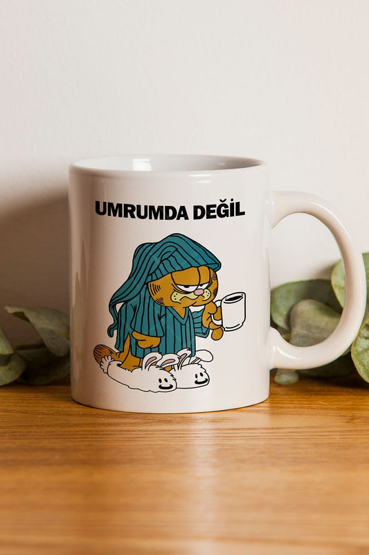 Öğretmenler Günü Hediyesi Umrumda Değil Garfield Baskılı Kupa Bardak