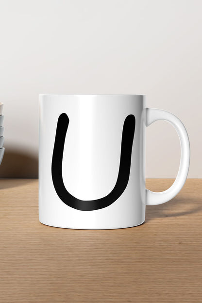 "U" Harfi Baskılı Hediyelik Kupa Bardak