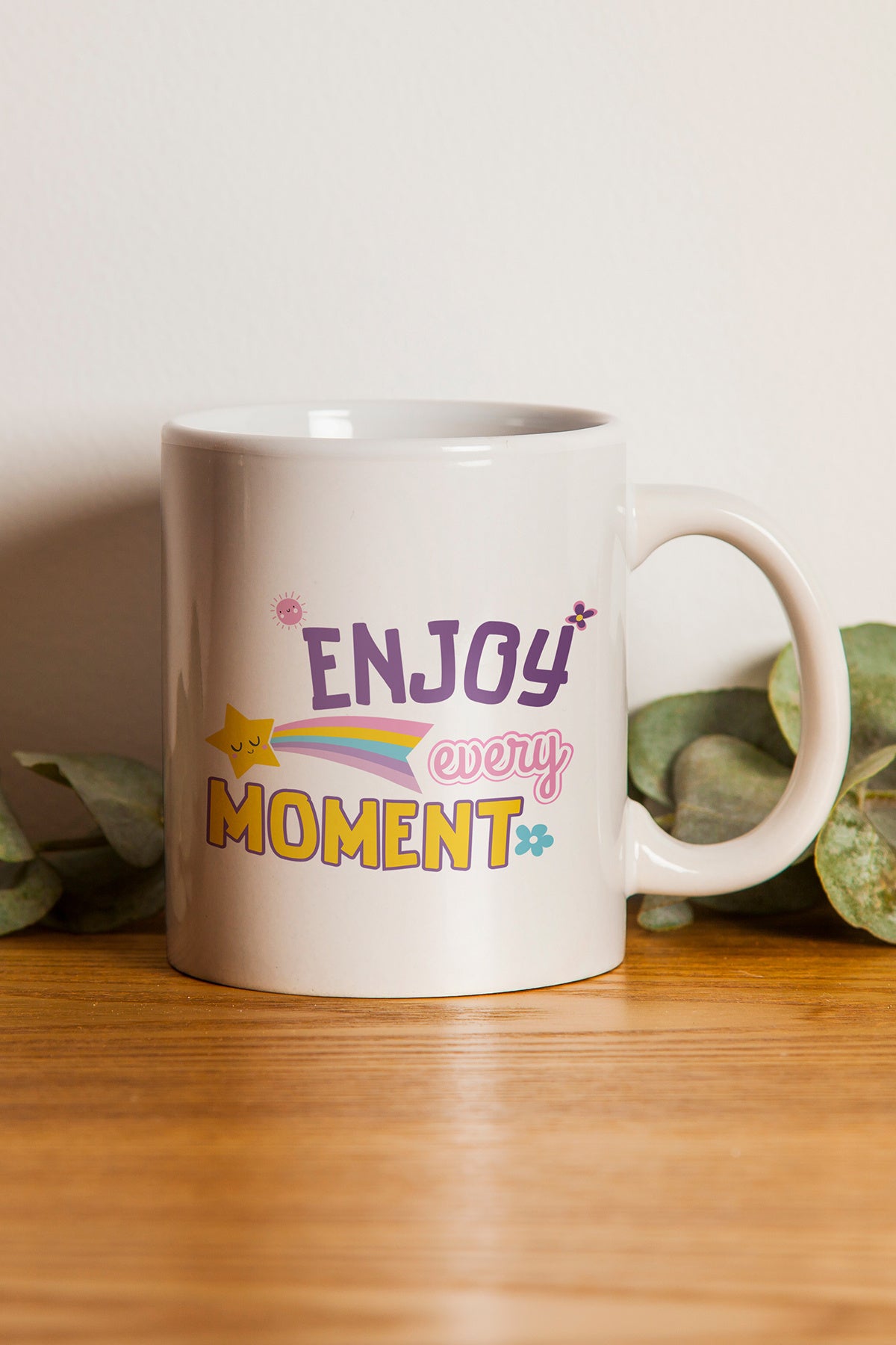 'Enjoy Every Moment'' Baskılı Hediyelik Seramik Kupa Bardak Makinede Yıkanabilir