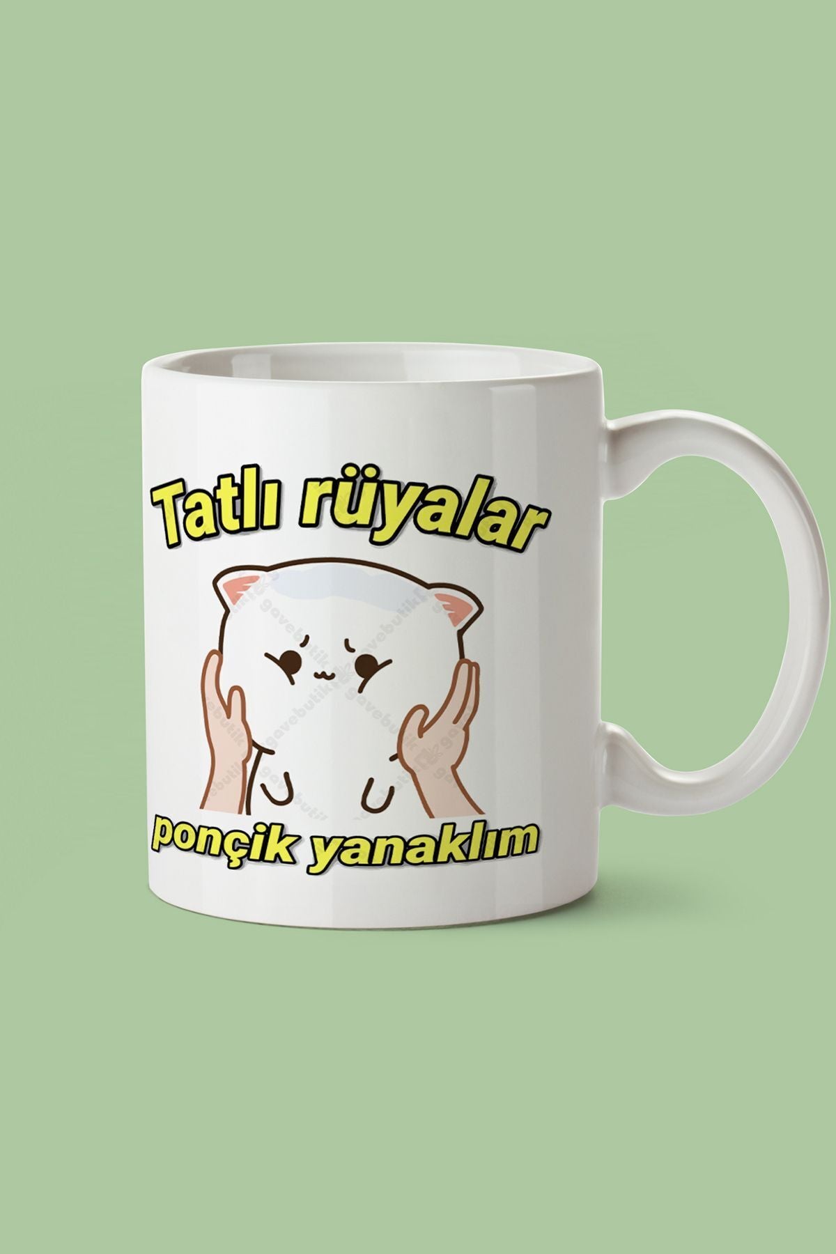 "Tatlı Rüyalar Ponçik Yanaklım" Çizgi Karakter Baskılı Hediyelik Kupa Bardak