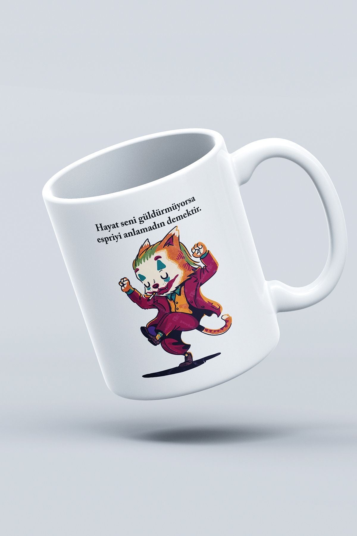 "joker Kedi" Baskılı Kupa Bardak - Sevgililer Günü Hediye